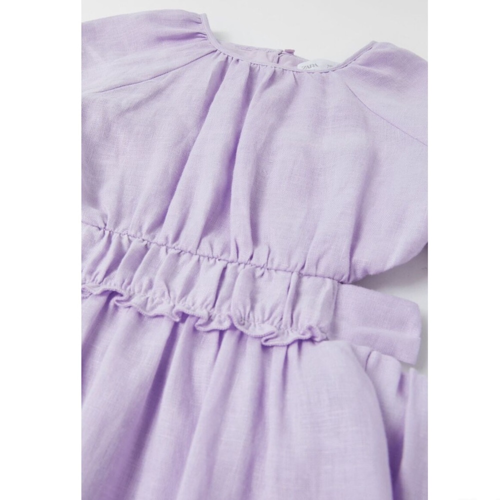 ZARA Girls Lilac Pastel Linen Dress - Picture 4 of 9